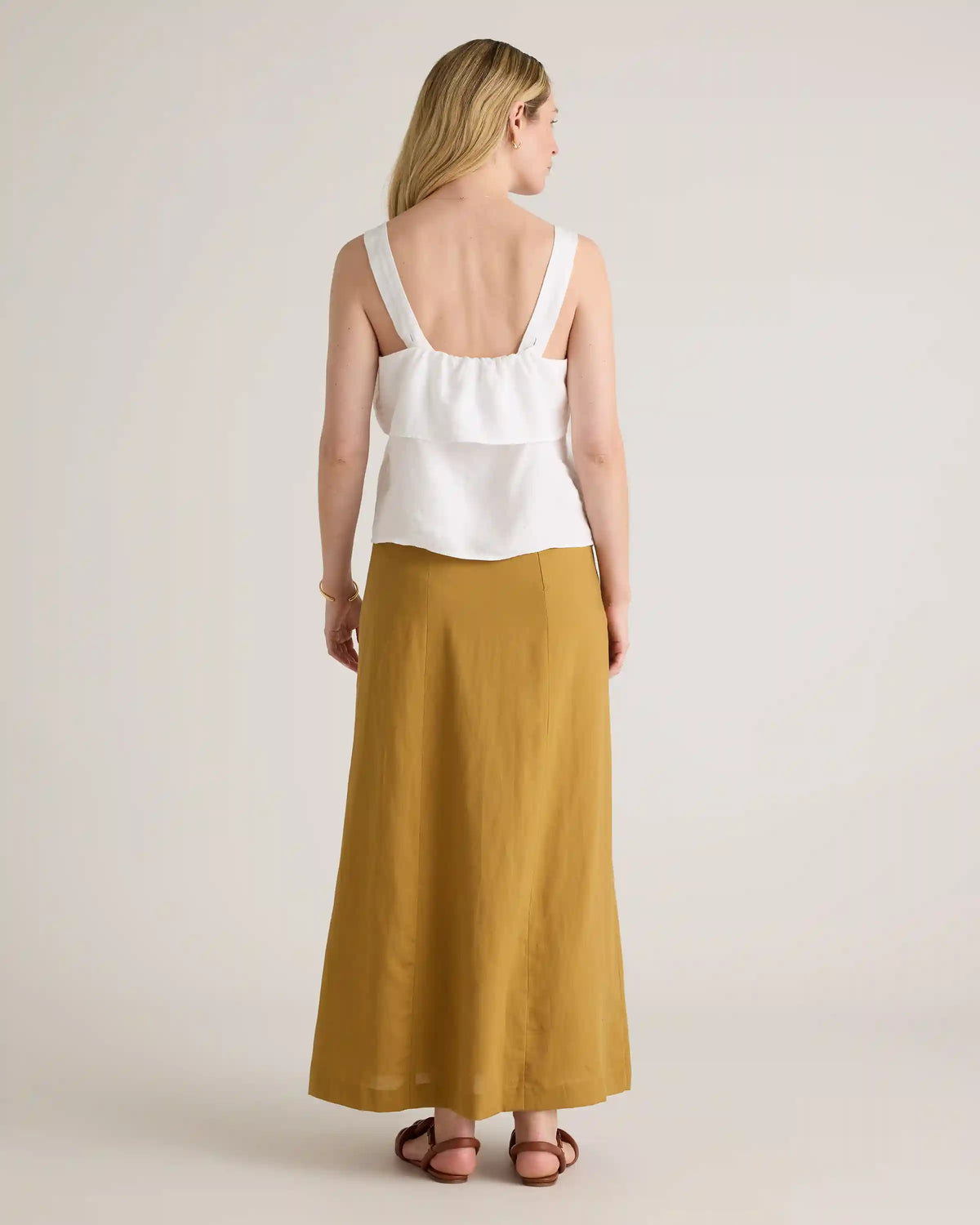 100% European Linen Square Neck Tank