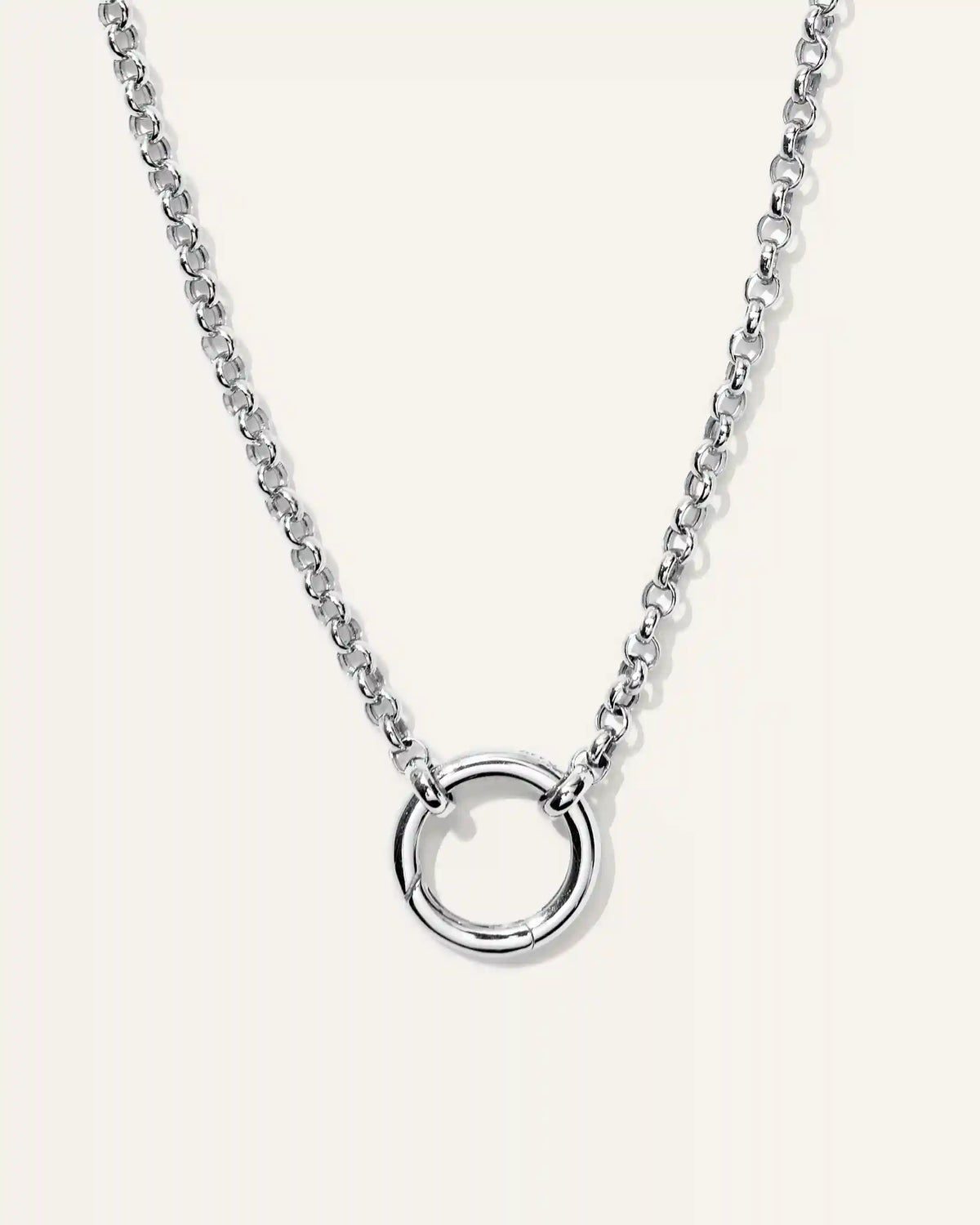 14K Gold Rolo Chain Charm Ring Necklace