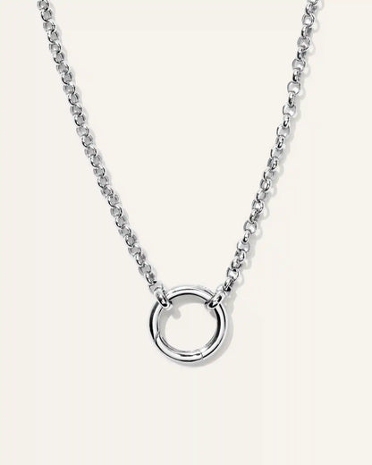 14K Gold Rolo Chain Charm Ring Necklace