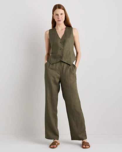 100% European Linen Pleated Trouser