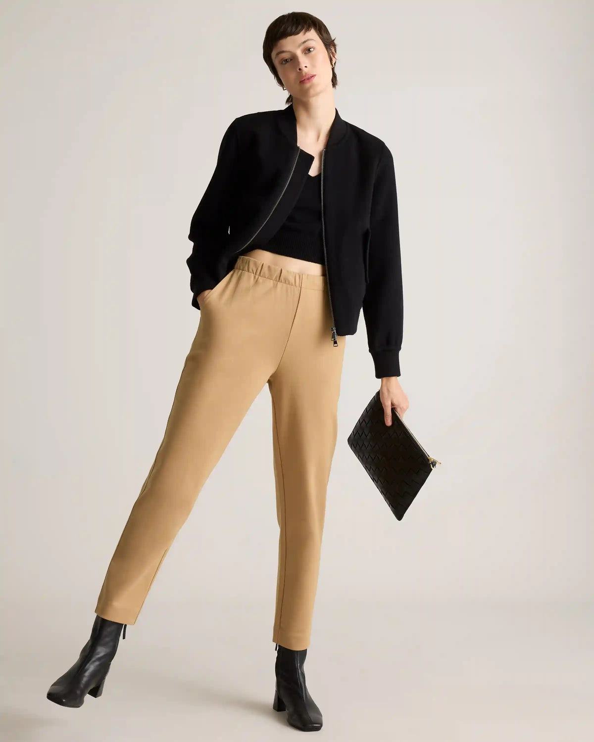 Organic Cotton Double Knit Straight Pants