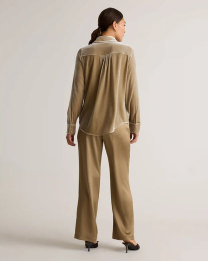 100% Washable Silk Drawstring Wide Leg Pants