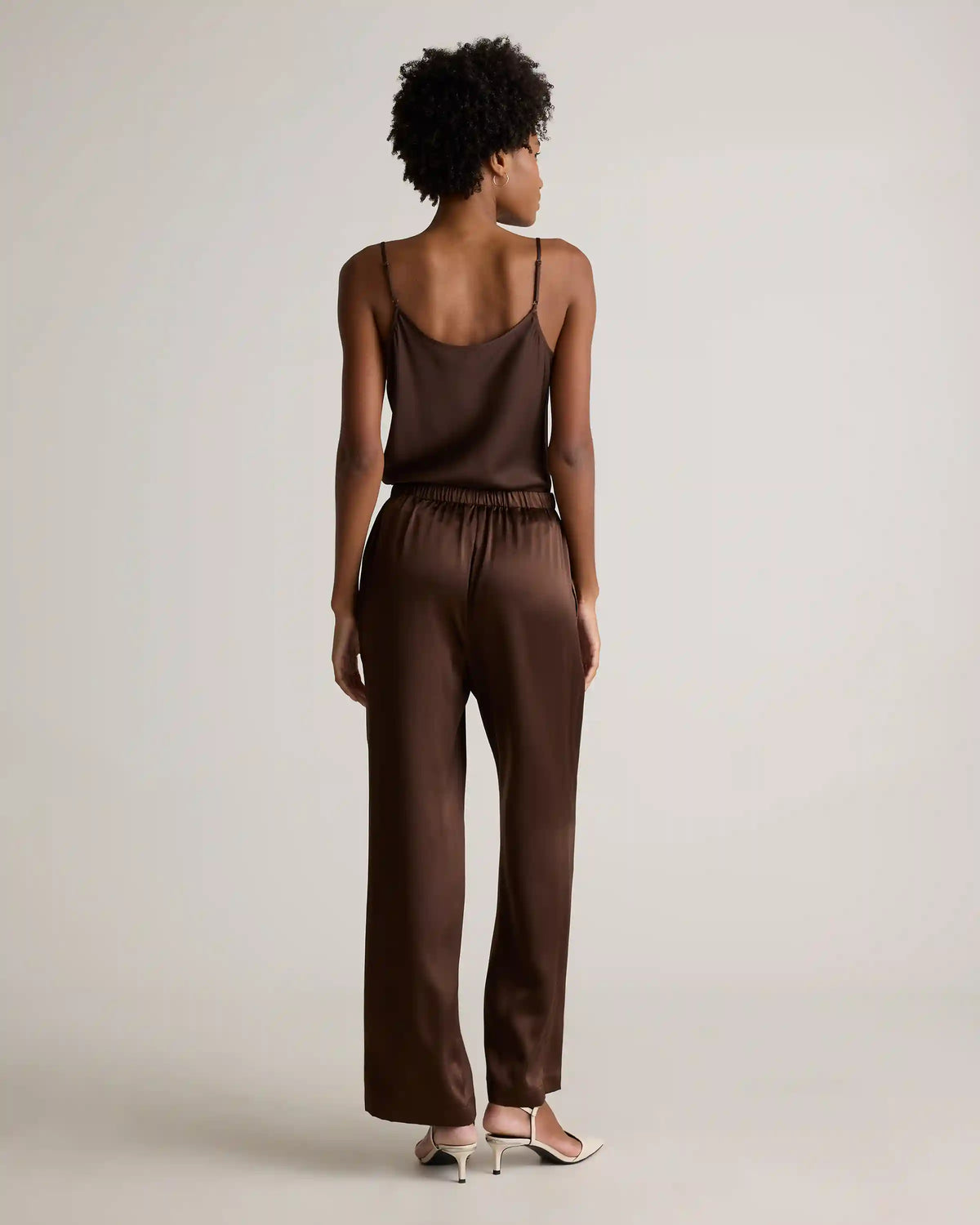 100% Washable Silk Drawstring Wide Leg Pants