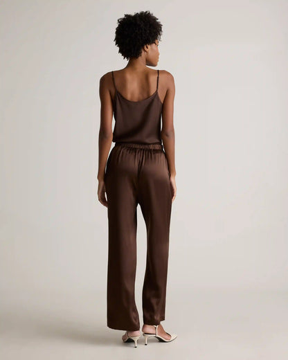 100% Washable Silk Drawstring Wide Leg Pants