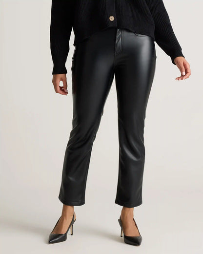Vegan Leather Straight Leg Pants