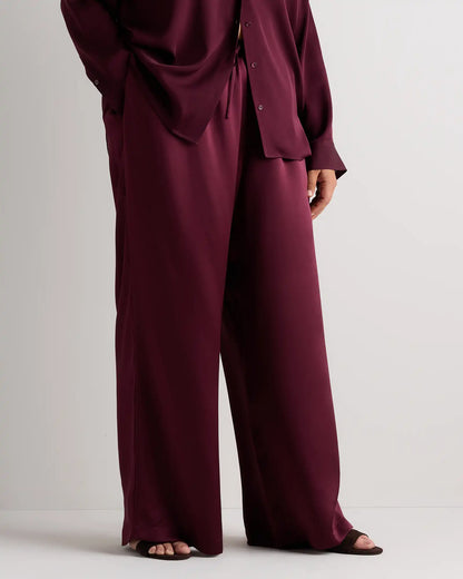 100% Washable Silk Drawstring Wide Leg Pants