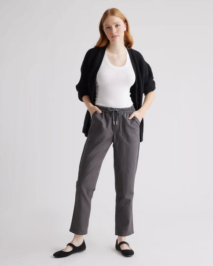 Cotton Linen Twill Straight Leg Pants