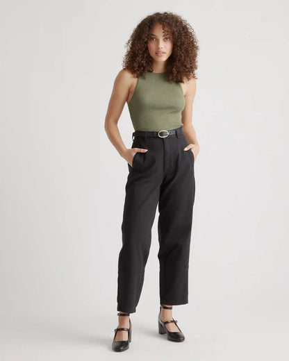 Organic Stretch Cotton Twill Barrel Pants