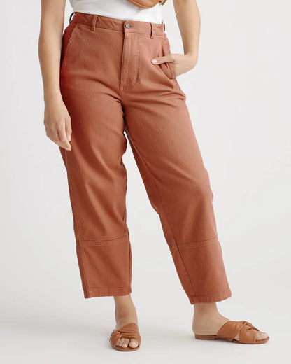 Organic Stretch Cotton Twill Barrel Pants