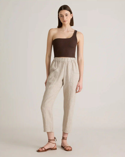 100% European Linen Tapered Ankle Pants