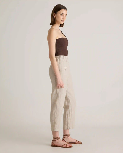 100% European Linen Tapered Ankle Pants