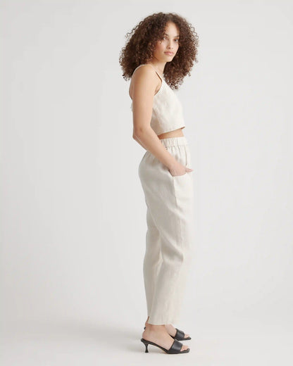 100% European Linen Tapered Ankle Pants