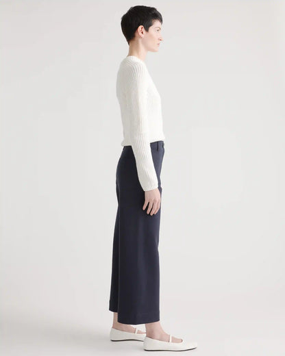 Ultra-Stretch Ponte Cropped Wide Leg Pant