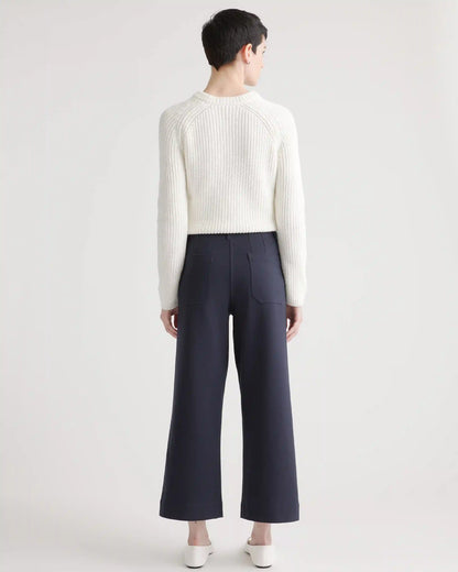 Ultra-Stretch Ponte Cropped Wide Leg Pant