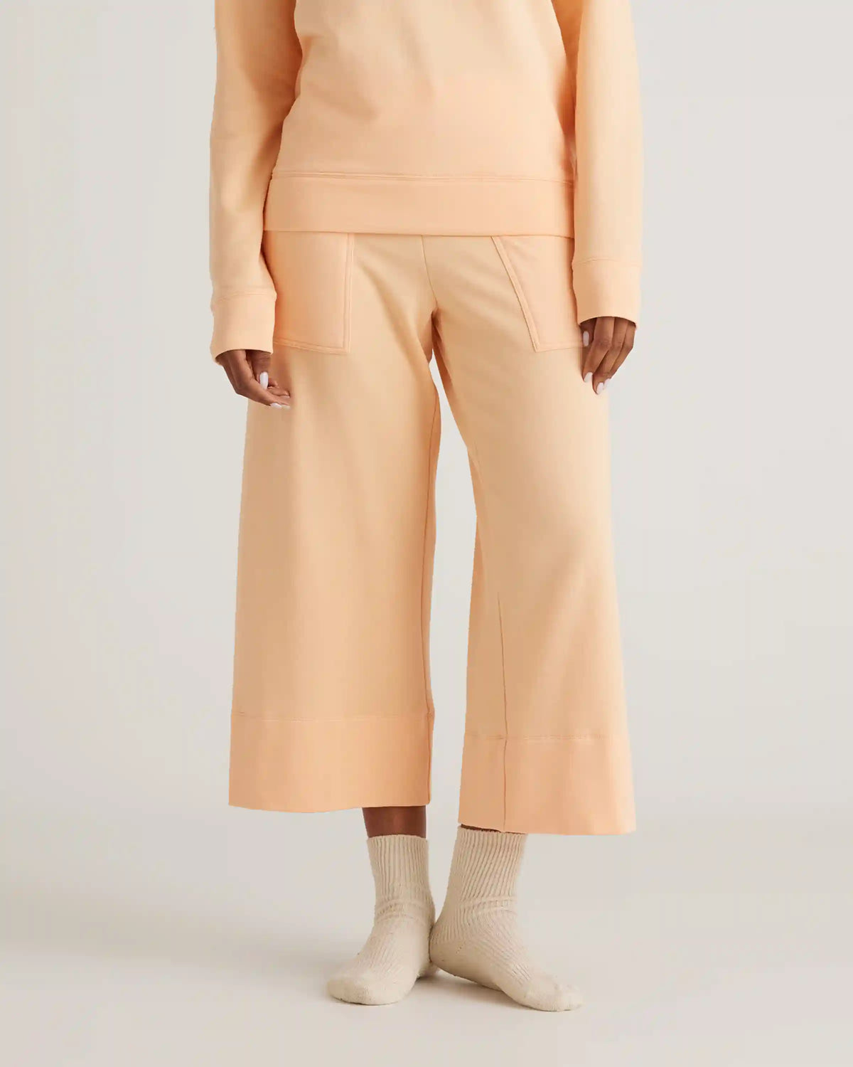 SuperSoft Fleece Cropped Wide Leg Pants
