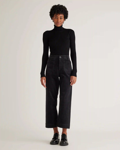 Organic Stretch Corduroy Cropped Wide Leg Pants