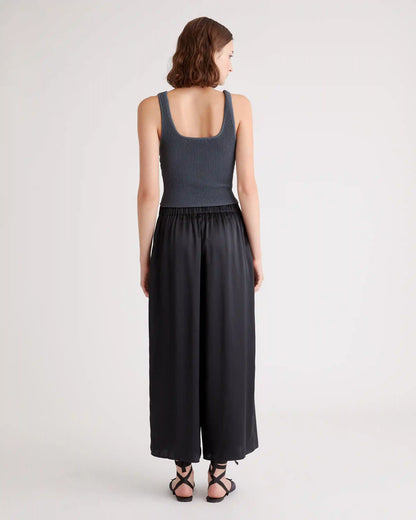 100% Washable Silk Cropped Wide Leg Pant