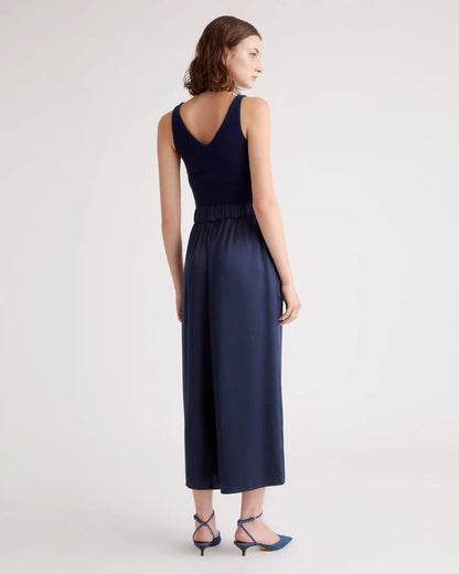 100% Washable Silk Cropped Wide Leg Pant