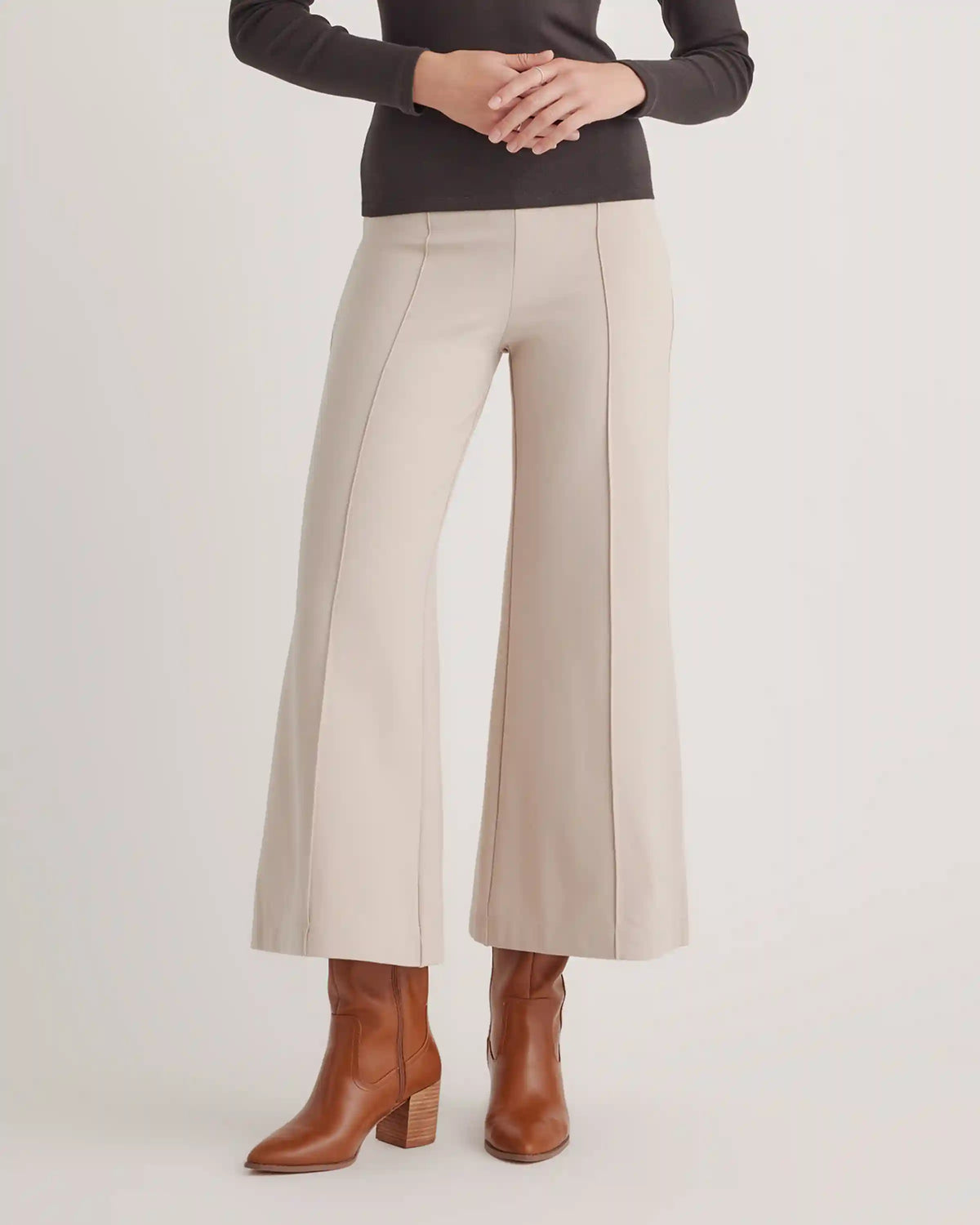 Ultra-Stretch Ponte Super Wide Leg Ankle Pants
