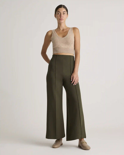 Ultra-Stretch Ponte Super Wide Leg Ankle Pants