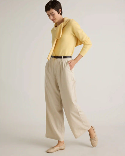 Drapey Twill Pleated Trouser