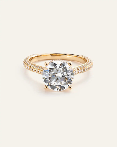 Lab Grown Diamond Round Pave Cathedral Engagement Ring - 3ct