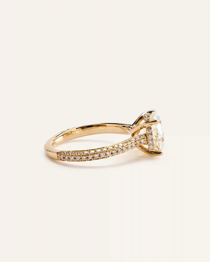 Lab Grown Diamond Round Pave Cathedral Engagement Ring - 3ct