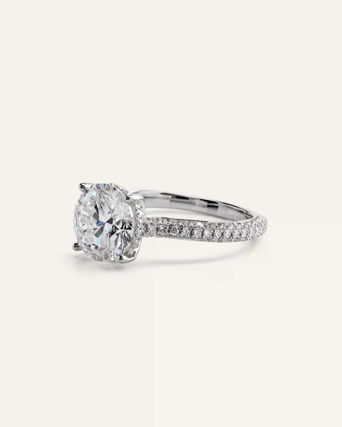 Lab Grown Diamond Round Pave Cathedral Engagement Ring - 3ct
