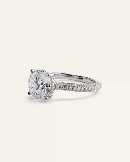 Lab Grown Diamond Round Pave Cathedral Engagement Ring - 3ct