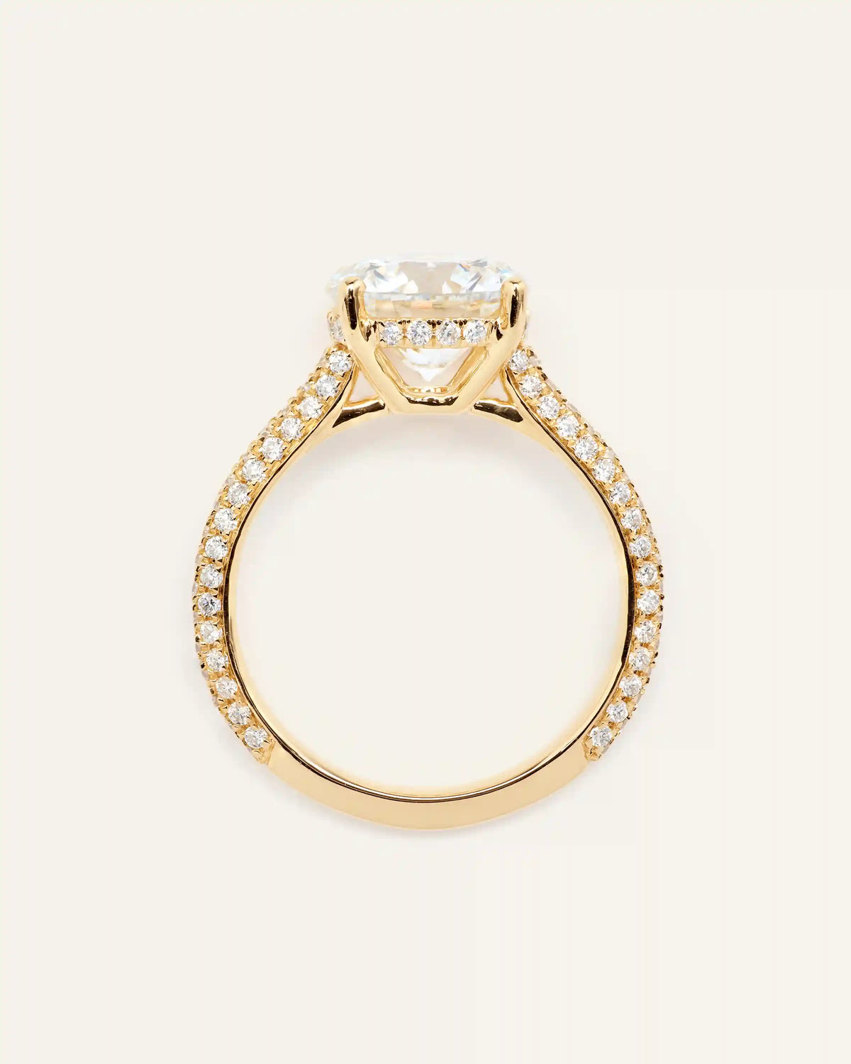 Lab Grown Diamond Round Pave Cathedral Engagement Ring - 3ct