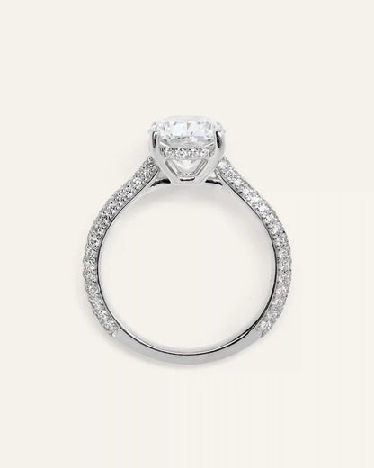 Lab Grown Diamond Elongated Cushion Pave Cathedral Engagement Ring - 3ct