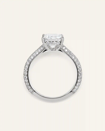 Lab Grown Diamond Emerald Pave Cathedral Engagement Ring - 3ct