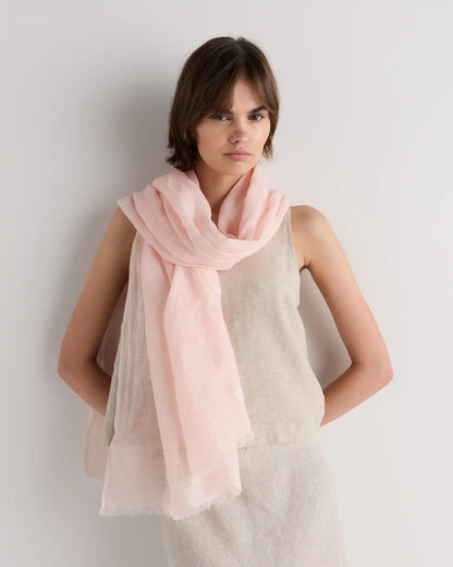 100% European Linen Embroidered Scarf