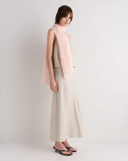100% European Linen Embroidered Scarf