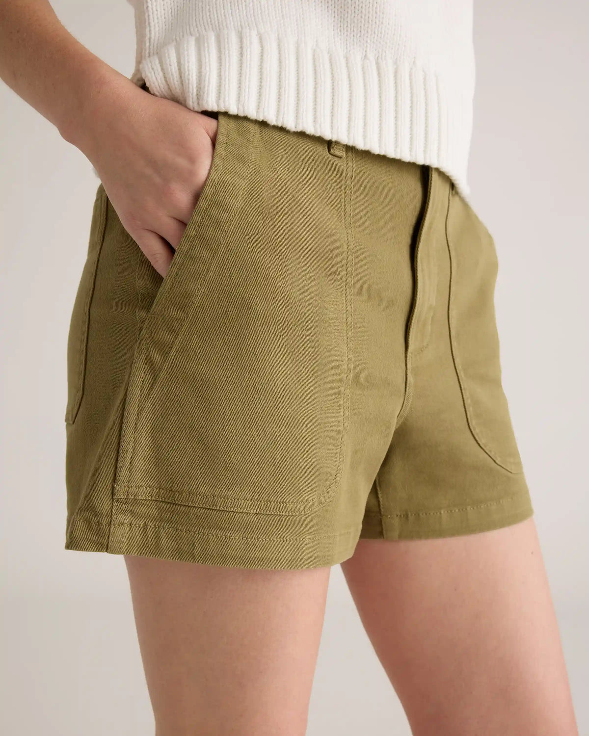 Organic Stretch Cotton Twill Utility Shorts
