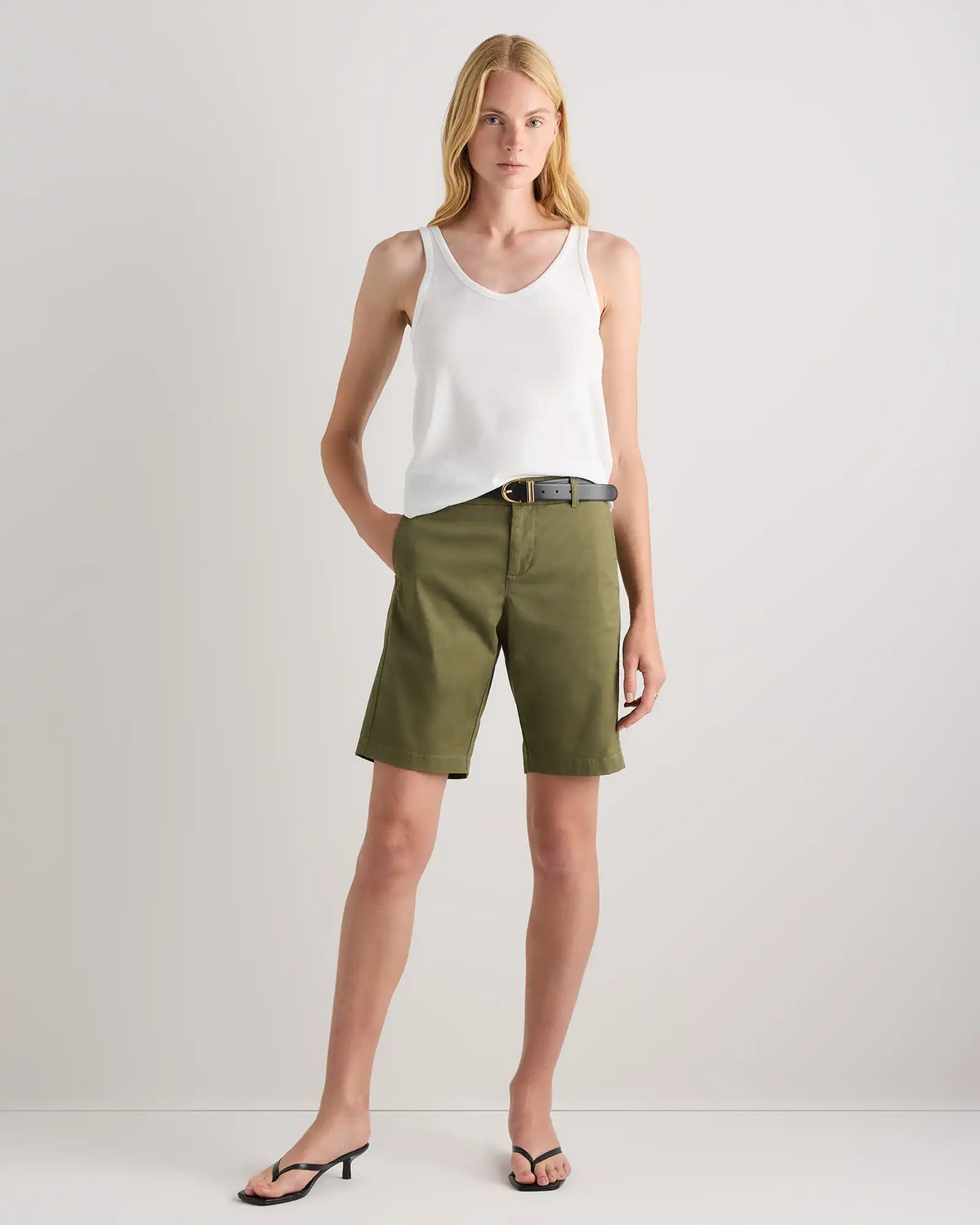 Organic Stretch Cotton Chino Bermuda Shorts