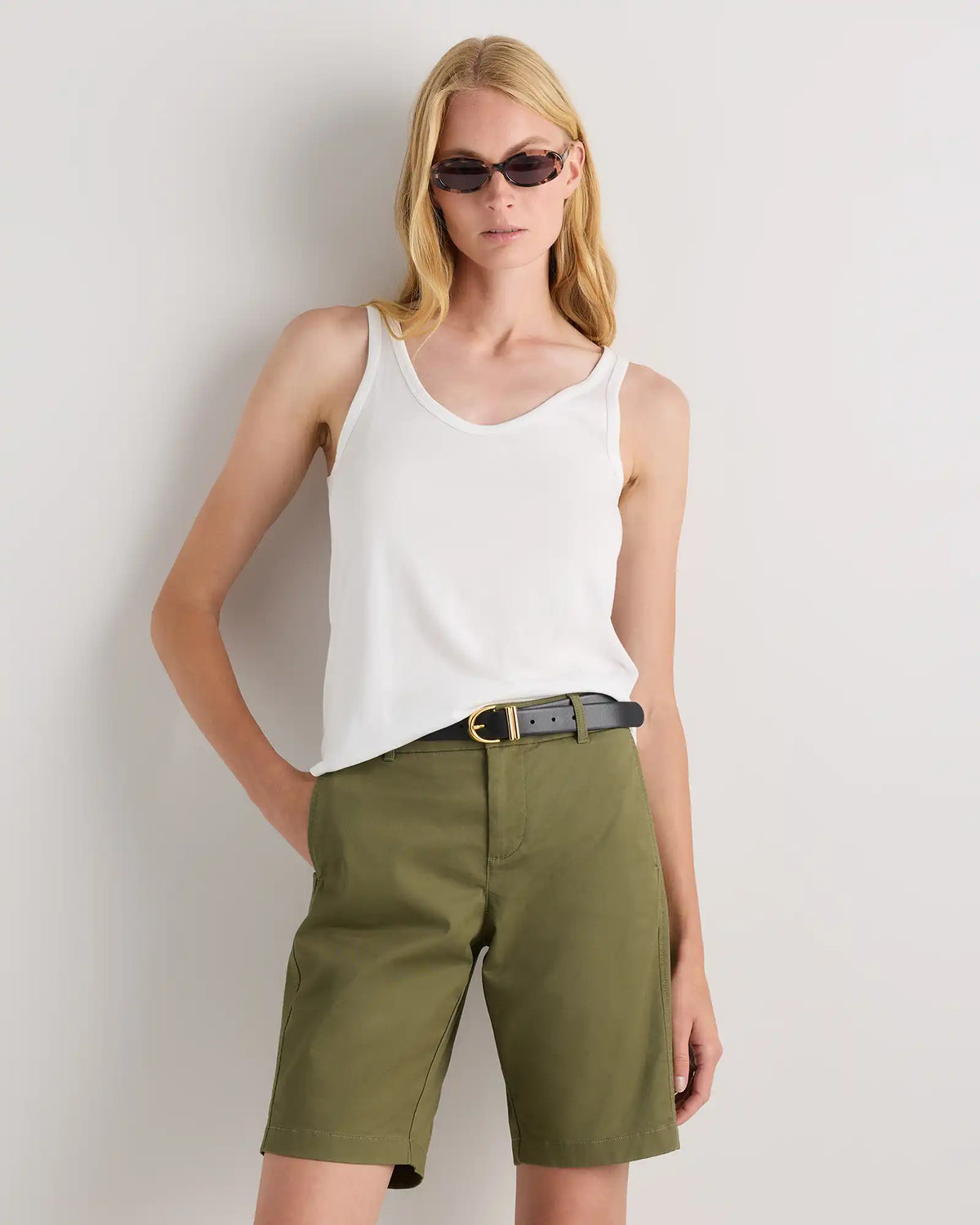 Organic Stretch Cotton Chino Bermuda Shorts