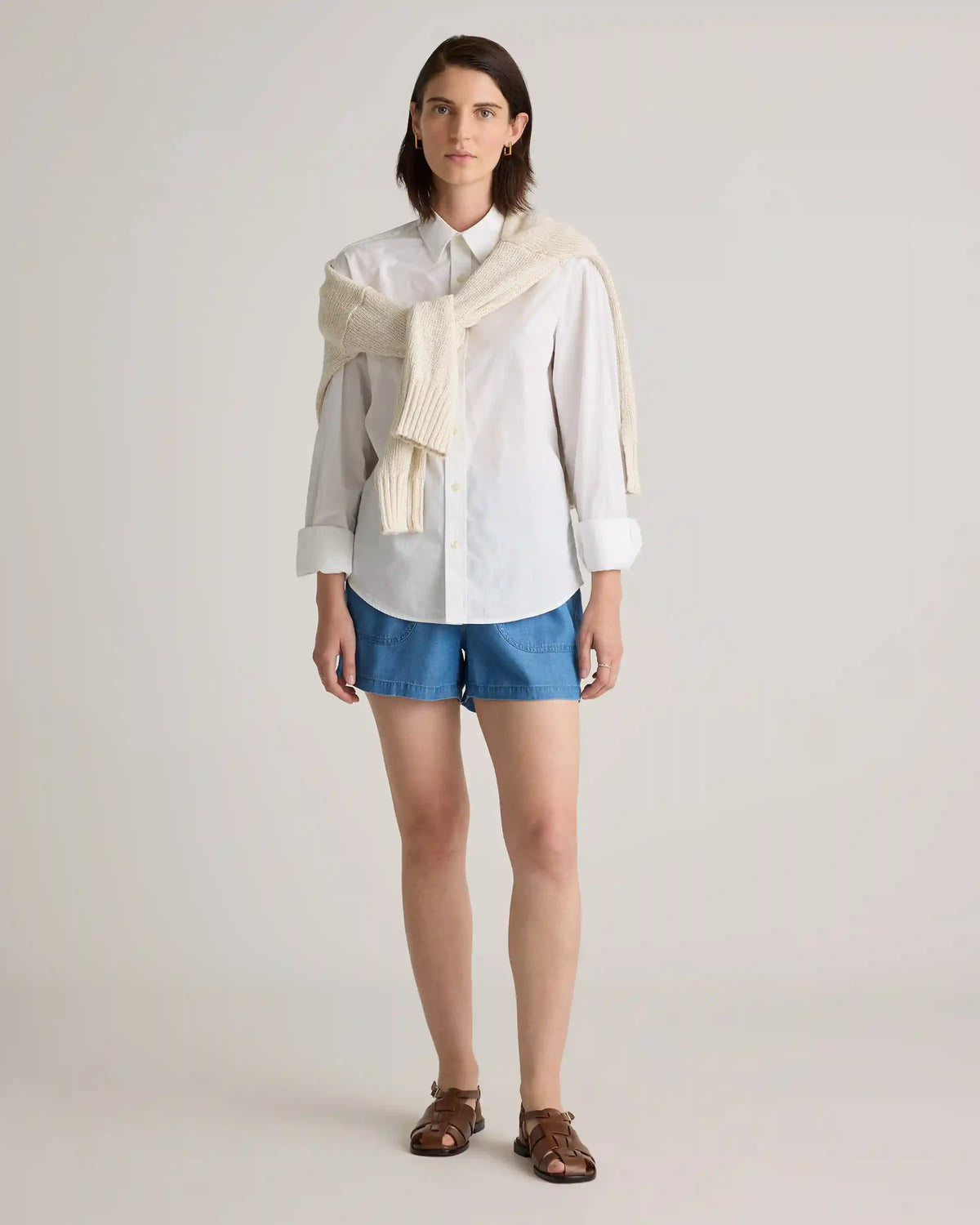 Pull-On Tencel Chambray Shorts