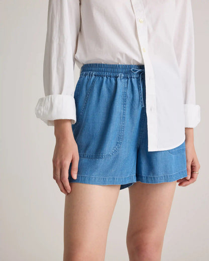 Pull-On Tencel Chambray Shorts