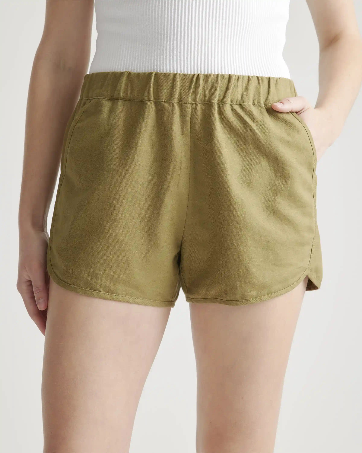 Cotton Linen Twill Pull On Shorts