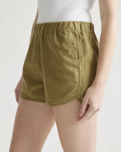 Cotton Linen Twill Pull On Shorts