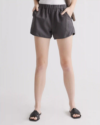 Cotton Linen Twill Pull On Shorts