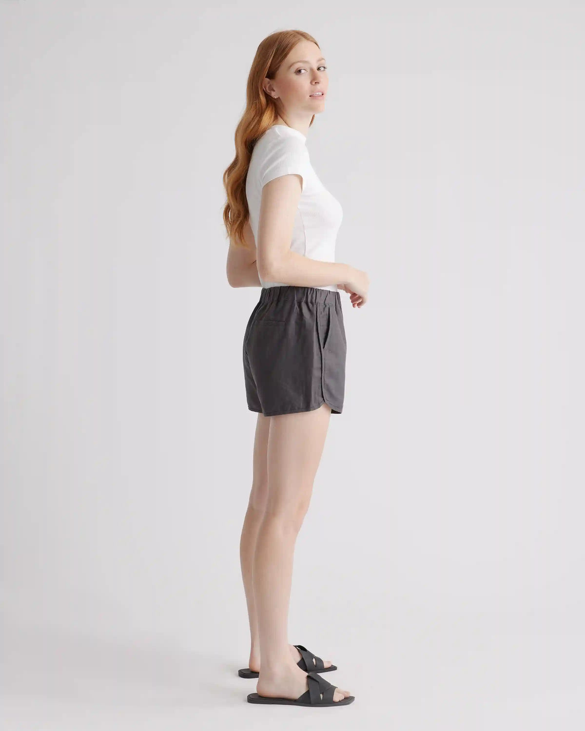 Cotton Linen Twill Pull On Shorts