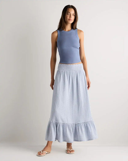 100% Organic Cotton Gauze Smocked Maxi Skirt