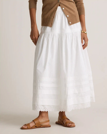 100% Organic Cotton Poplin Pintuck Maxi Skirt
