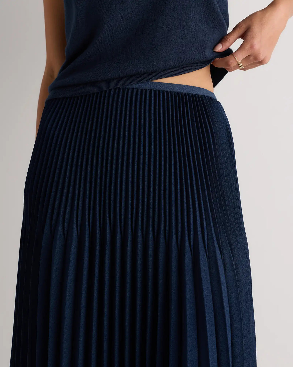 Pleated Matte Midi Skirt