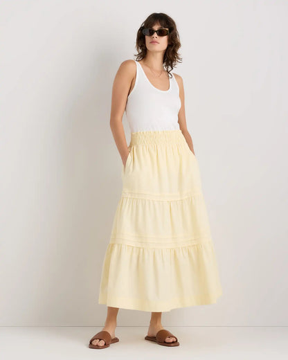 100% Organic Cotton Poplin Tiered Maxi Skirt