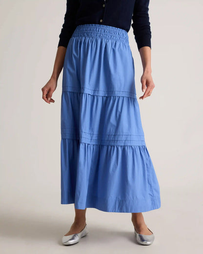 100% Organic Cotton Poplin Tiered Maxi Skirt