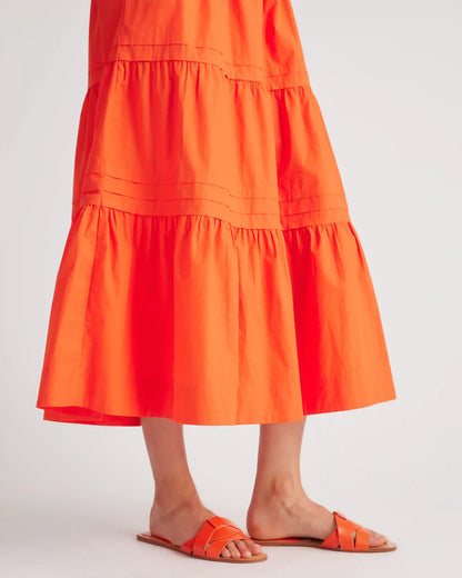 100% Organic Cotton Poplin Tiered Maxi Skirt