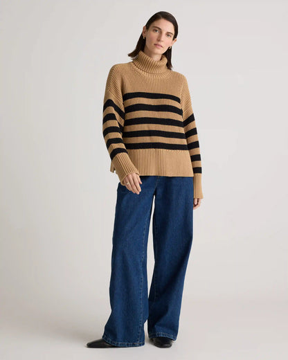 100% Organic Cotton Split Hem Turtleneck Sweater